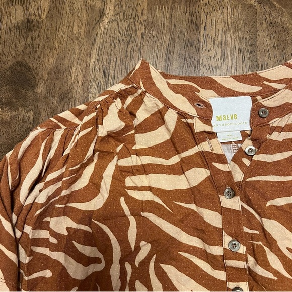 Anthropologie Maeve Windham Zebra Stripe Tunic in Cedar Orange Size Small - Picture 10 of 11